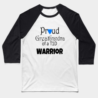 Proud Great Grandma - Black Text - Blue Heart Baseball T-Shirt